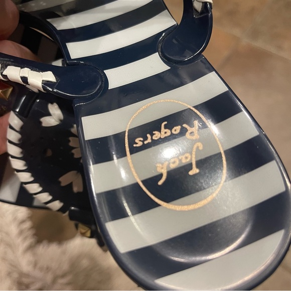 Jack Rogers navy & white stripe jelly sandals size 9, Georgica - Picture 3 of 4